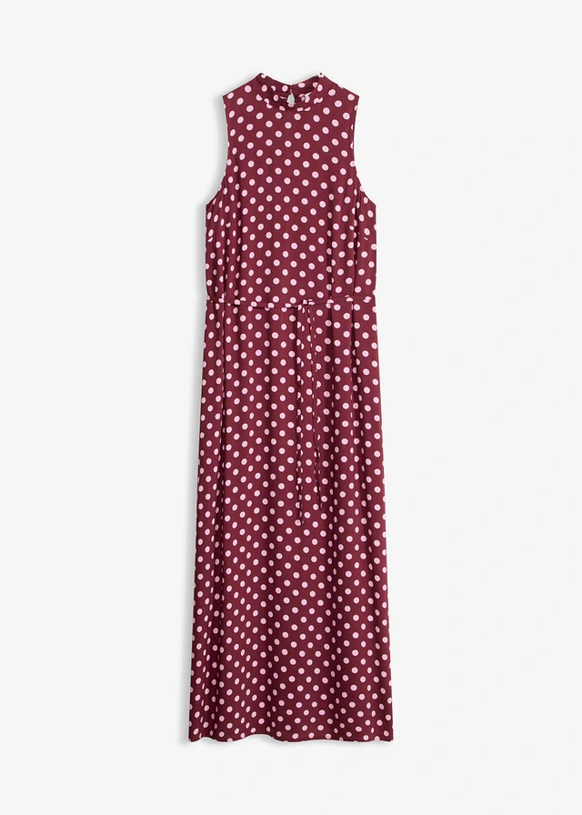 Maxi jurk in een soepele viscose-mix • esdoornrood-roze gestipt • bonprix online shop