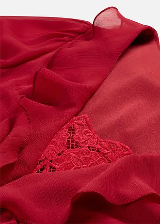 Chiffonjurk met kant en volants • kersenrood • bonprix online shop