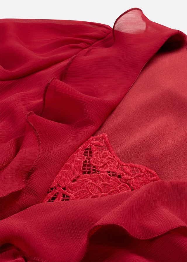 Robe en mousseline à dentelle et volants • rouge cerise • product-page.page-title-suffix
