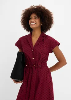 Overhemdjurk met broderie anglaise • robijnrood • bonprix online shop