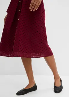 Rochie-cămașă din dantelă perforată • roșu rubiniu • magazin bonprix