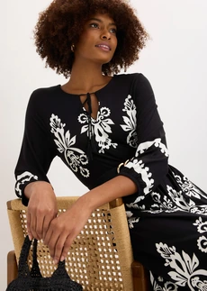 Jersey jurk in een zachte viscosemix • zwart met print • bonprix online shop