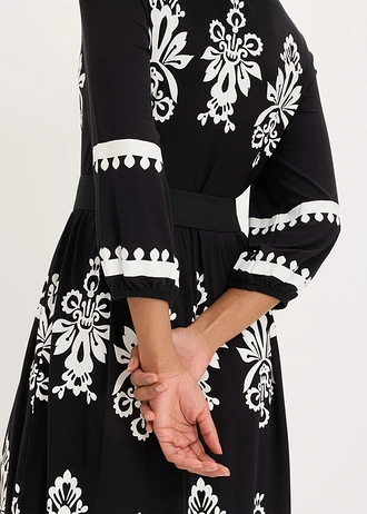 Robe douce en jersey viscose • noir imprimé • Boutique bonprix