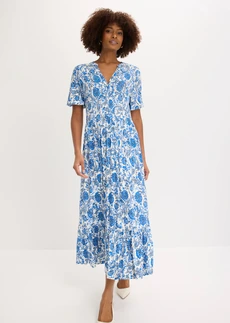 Jersey jurk van een zachte viscosemix • wit-blauw gebloemd • bonprix online shop