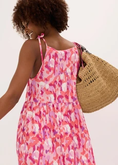 Jurk met spaghettibandjes • roze-pink gedessineerd • bonprix online shop