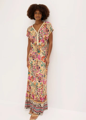 Dzsörzé ruha puha viszkóz-keverékből • krém-lila-türkiz mintás • bonprix áruház