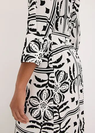 Overhemdjurk van soepele viscose • zwart-wolwit met print • bonprix online shop