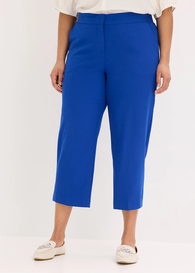 Pantalon 3/4 droit, fendu en bas, Couleur: bleu cobalt