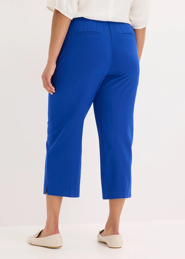 Pantalon 3/4 droit, fendu en bas, Couleur: bleu cobalt