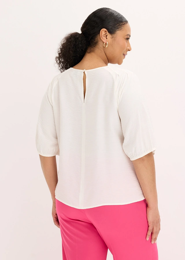 Blouse longue brodée, légèrement transparente, Couleur: écru/sable clair