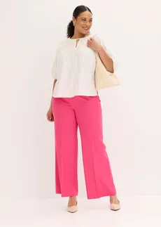 Pantalon large à pinces et taille élastiquée, Couleur: fuchsia