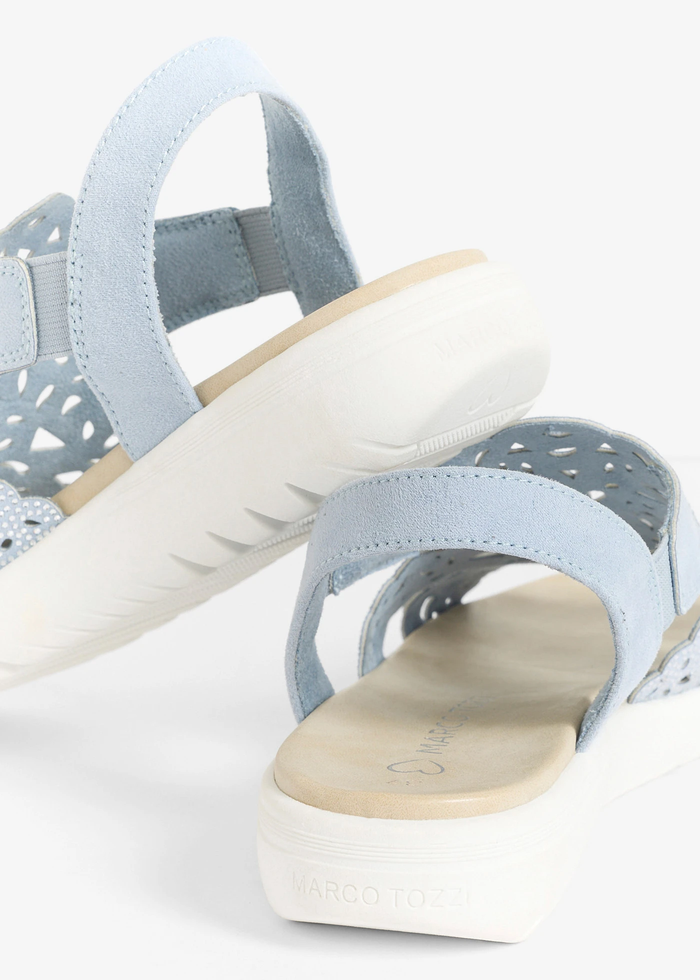 Sandale cu platformă Marco Tozzi cu sclipici • bleu • magazin bonprix