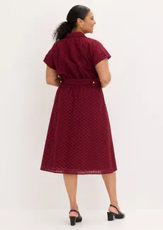 Robe-chemise en broderie anglaise, Couleur: rouge rubis