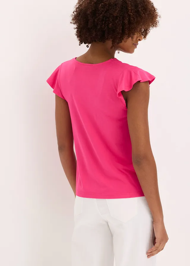T-shirt en viscose extensible, Couleur: fuchsia