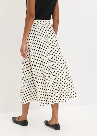Spódnica mid z lejącej mieszanki wiskozy • biało-czarny w kropki • sklep bonprix