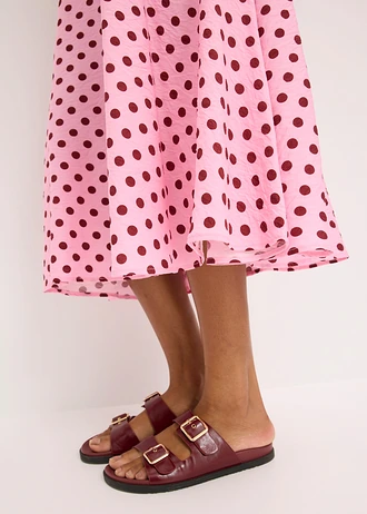 Jupe midi fluide en viscose mélangée • rose pois rouge rubis • Boutique bonprix