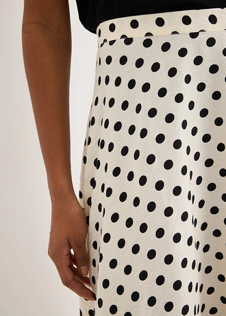 Midi rok van een soepele viscosemix • wit/zwart gestippeld • bonprix online shop