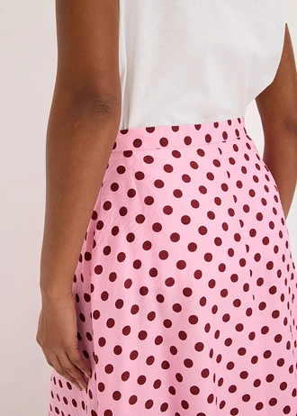 Jupe midi fluide en viscose mélangée • rose pois rouge rubis • Boutique bonprix