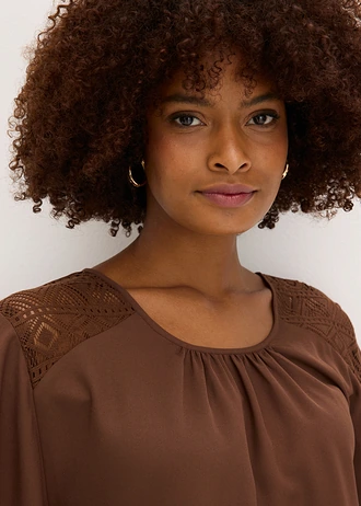 Tuniková halenka s aplikacemi • hnědá • bonprix obchod