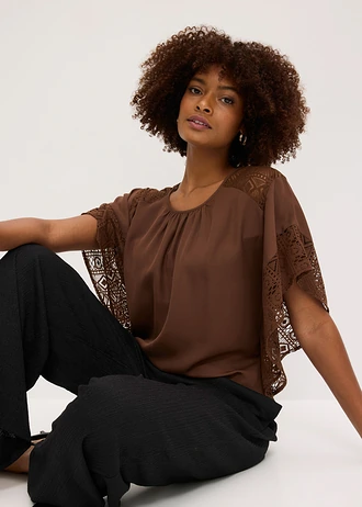 Tuniková halenka s aplikacemi • hnědá • bonprix obchod