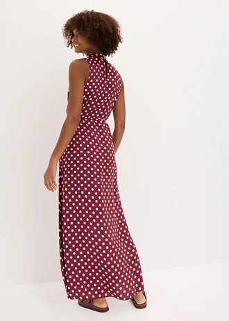 Rochie maxi din material fluid cu viscoză • roșu-arțar-roz punctat • magazin bonprix