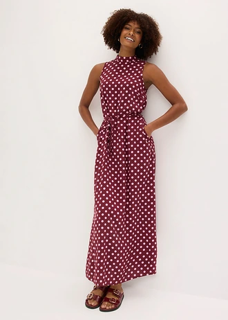 Maxi jurk in een soepele viscose-mix • esdoornrood-roze gestipt • bonprix online shop