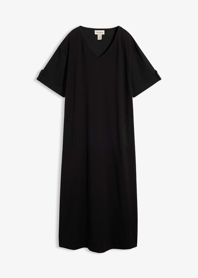 Robe-chemise en coton extensible • noir • Boutique bonprix