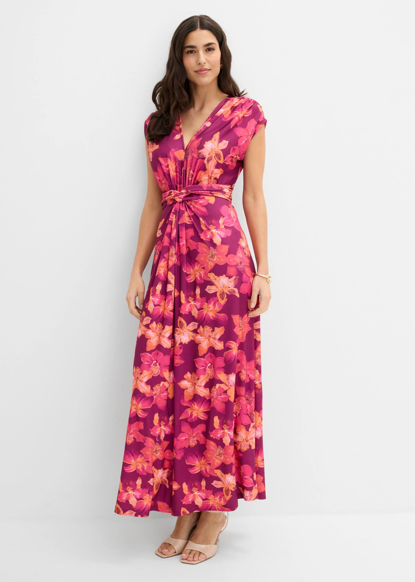 Sukienka z dżerseju • fioletowy w kwiaty • sklep bonprix