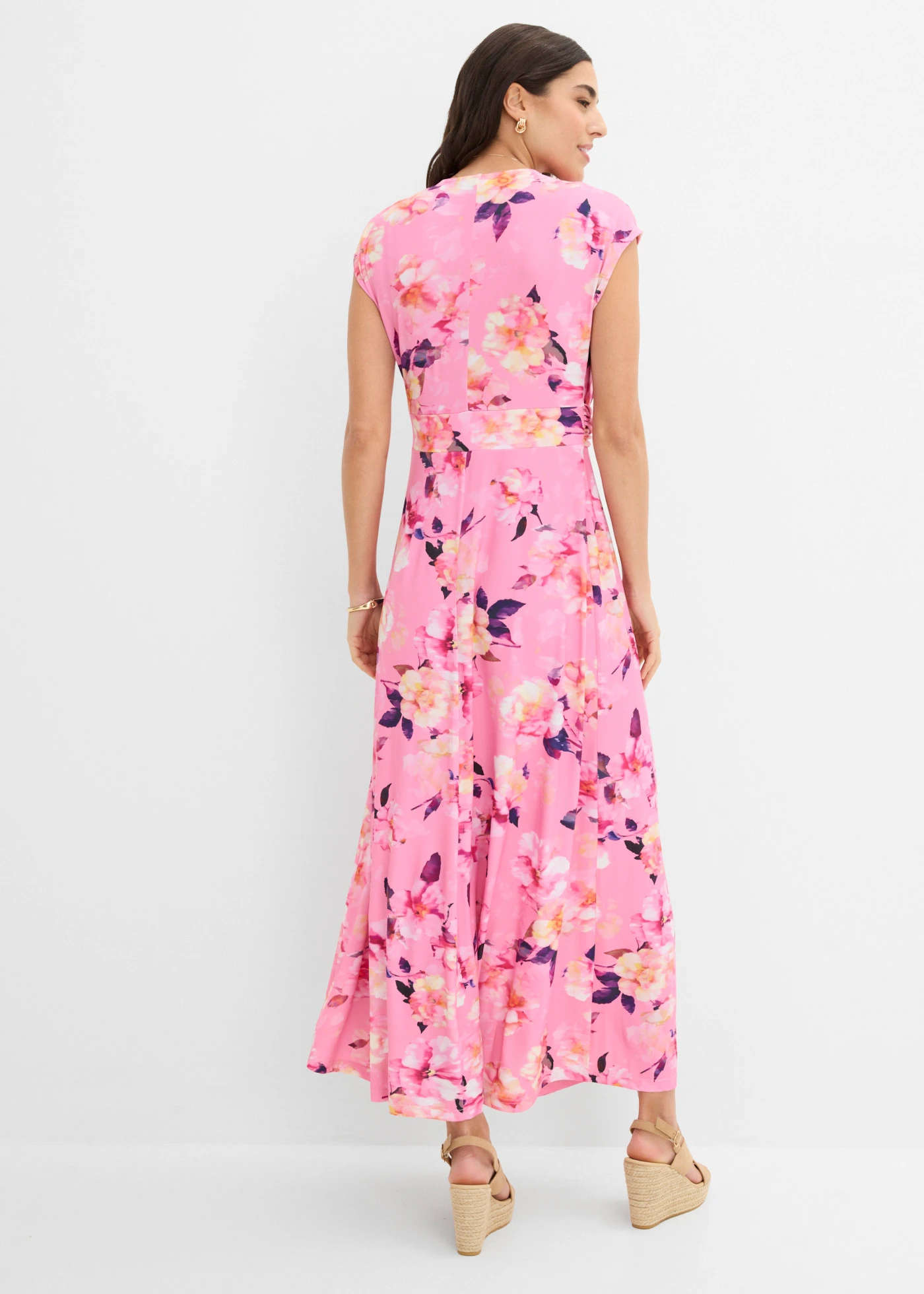 Rochie din jerse • roz floral • magazin bonprix