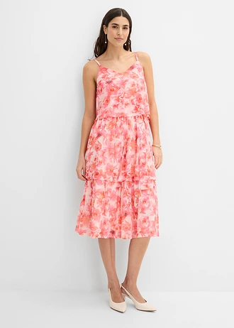 Midi jurk van zachte mesh • lichtroze gebloemd • bonprix online shop