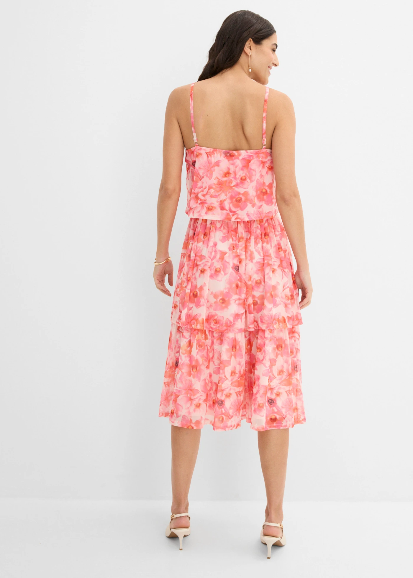 Robe midi en mesh doux • rose clair floral • Boutique bonprix