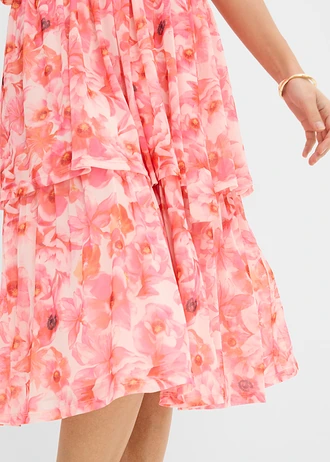 Robe midi en mesh doux • rose clair floral • Boutique bonprix