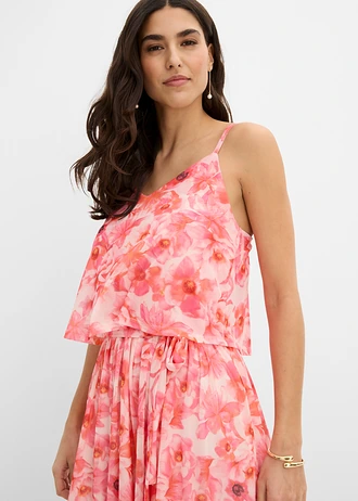 Midi jurk van zachte mesh • lichtroze gebloemd • bonprix online shop