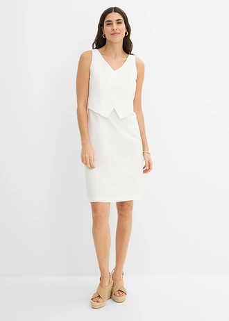 Kokerjurk met vestlook en lyocell • wolwit • bonprix online shop