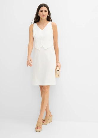 Rochie etui cu aspect de vestă și lyocell • ecru • magazin bonprix