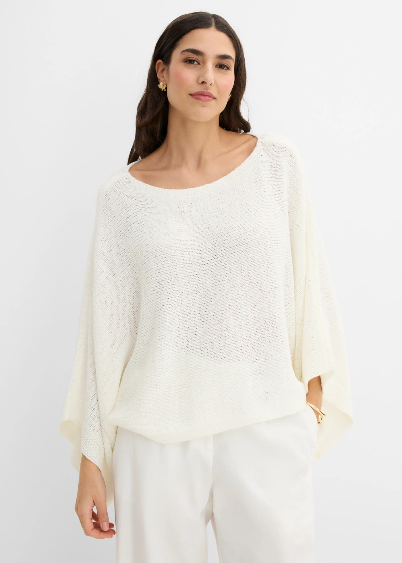 Pull kimono en fil ruban • écru • Boutique bonprix