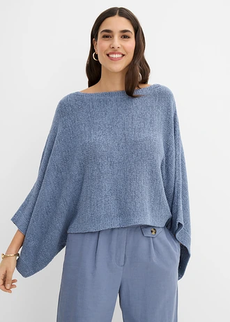 Kimono-trui van lintgaren • rookblauw • bonprix online shop