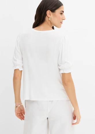 Shirt in een viscosemix, Kleur: wit