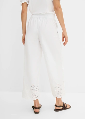 Pantalon large 100% coton • blanc • Boutique bonprix