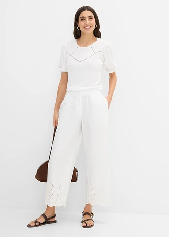 Culotte nohavice z čistej bavlny • biela • obchod bonprix