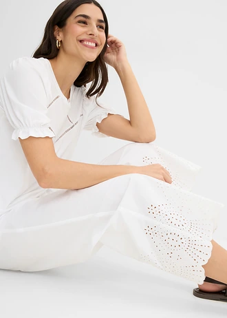 Pantalon large 100% coton • blanc • Boutique bonprix