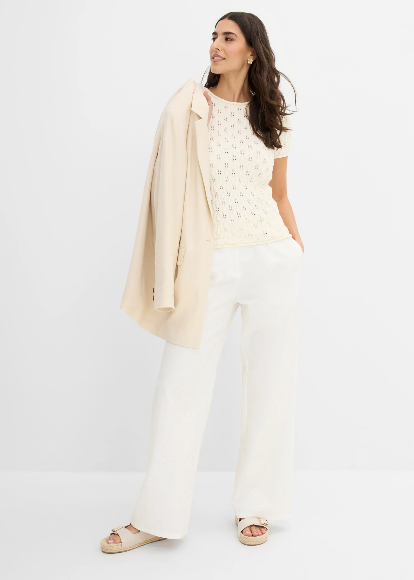Ajour trui van katoen • parelwit • bonprix online shop