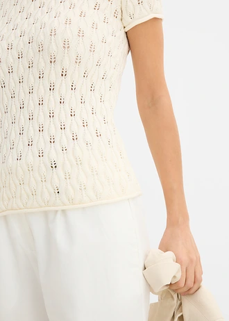 Ajour trui van katoen • parelwit • bonprix online shop