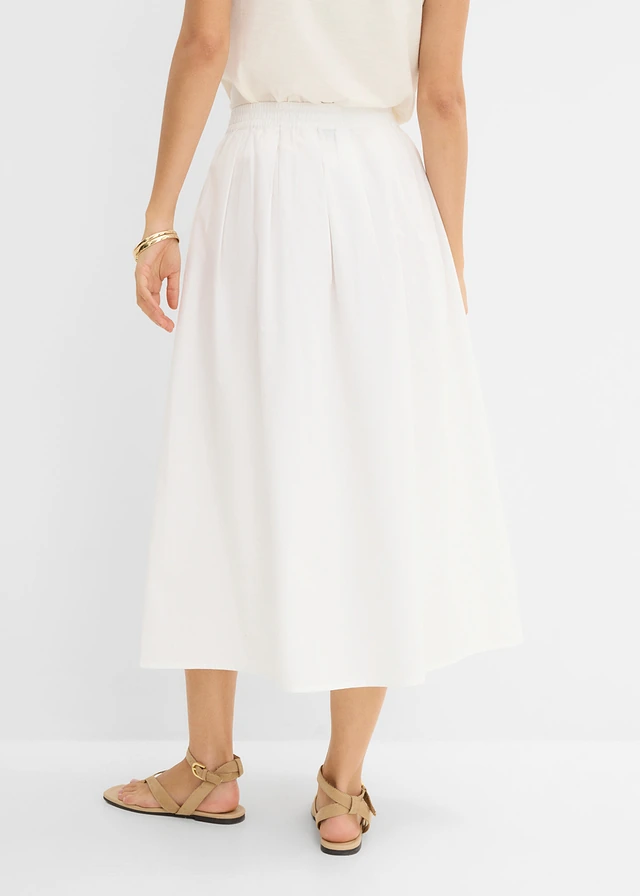 Midirok van puur katoen, Kleur: wit