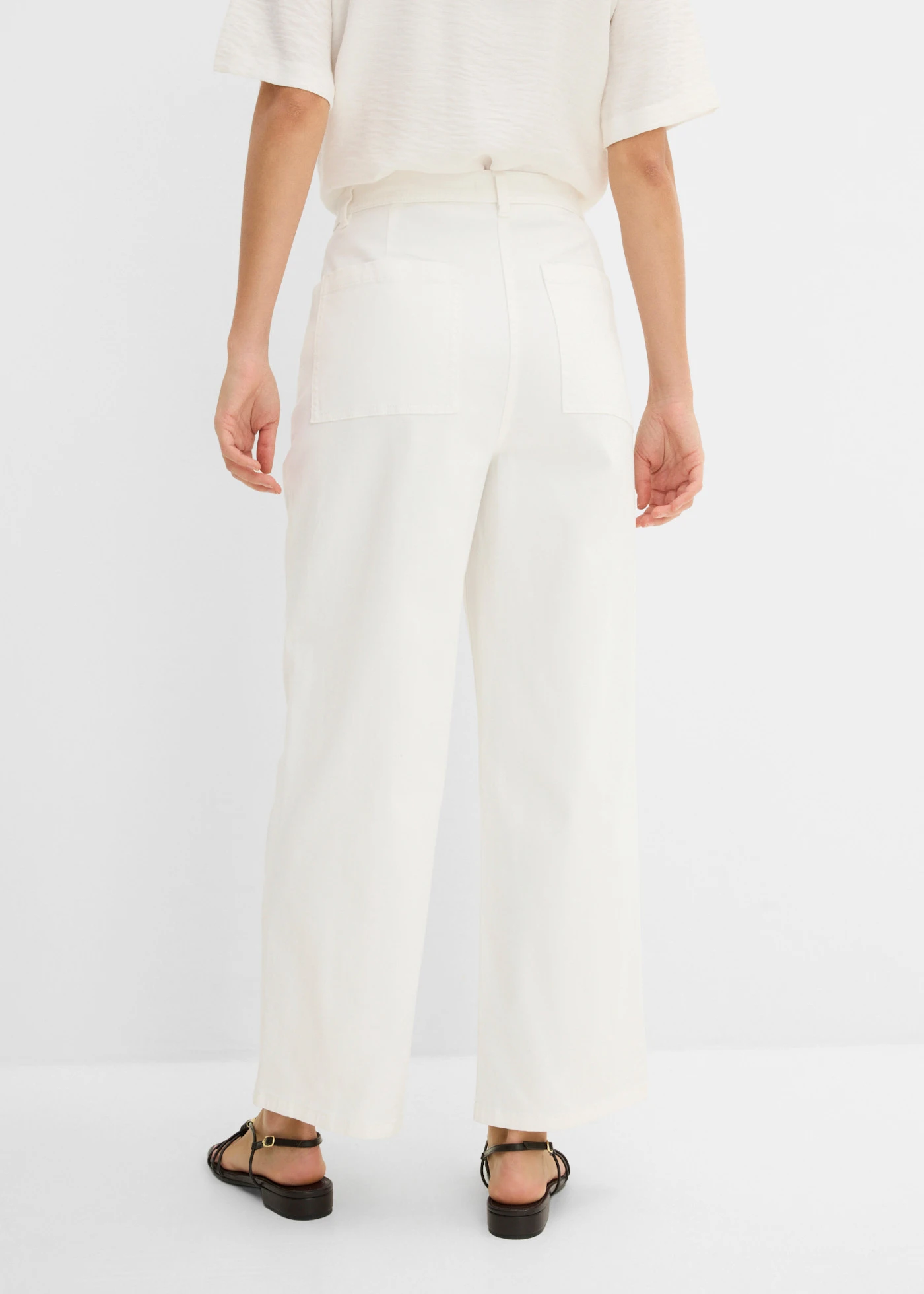 Pantaloni din twill cu Broidery Anglaise • ecru • magazin bonprix