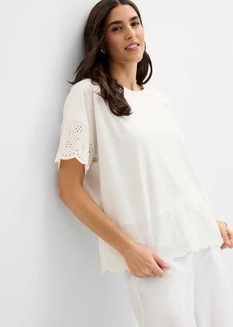 T-shirt z czystej bawełny organicznej • biel wełny • sklep bonprix