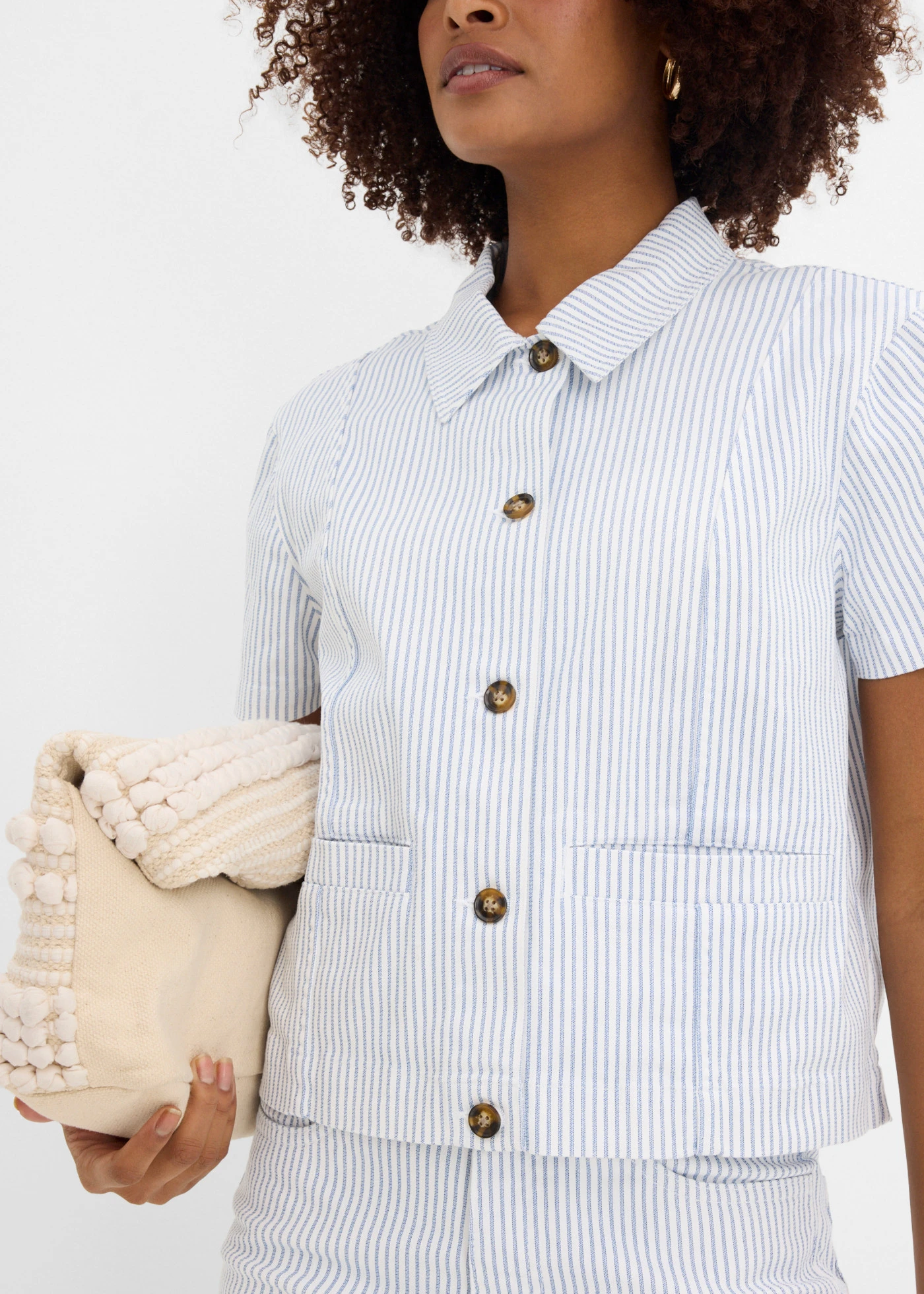 Džínsová bunda, pásikovaná • biela-modrá denim pásikovaná • obchod bonprix