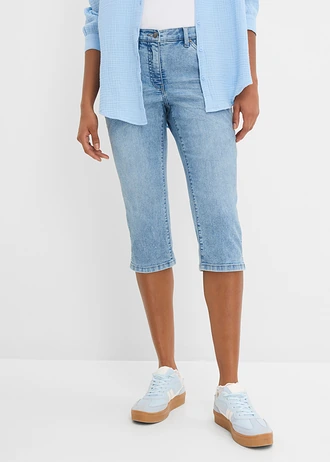 Strečové džíny Straight, Mid Waist, barva: světle modrý denim used