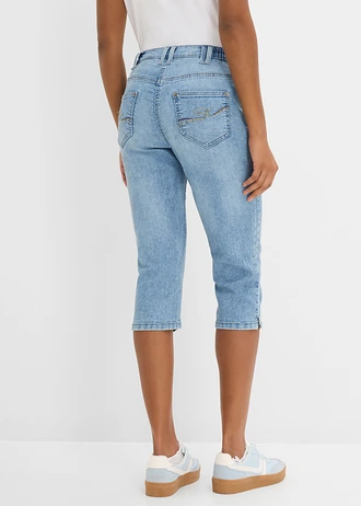 Strečové džíny Straight, Mid Waist, barva: světle modrý denim used