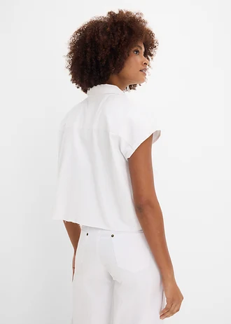 Korte boxy spijkerblouse • wit • bonprix online shop